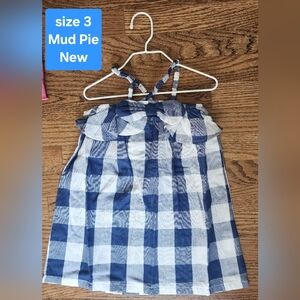 Blue and White Checkered Halter Dress